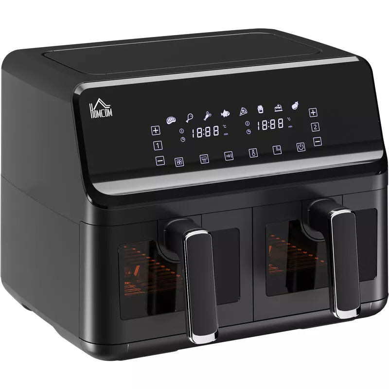 Freidora sin aceite doble 8L freidora de aire caliente 2500w con 8 programas pantalla led táctil temperatura ajustable 80-200℃ 38