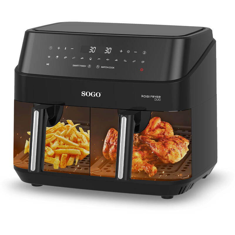 Sogo - Freidora Aire Sin Aciete Doble Bandeja 9Litros (4.5Lx2) Pantalla Tactil Control -17650W barato